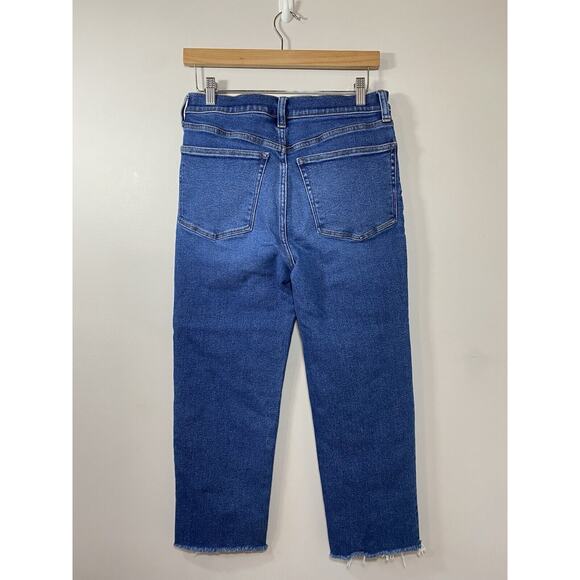 J.Crew Stovepipe Fair Trade Jeans Womens Mid Rise Straight Frayed Hem Denim 28P‎ - Picture 2 of 6